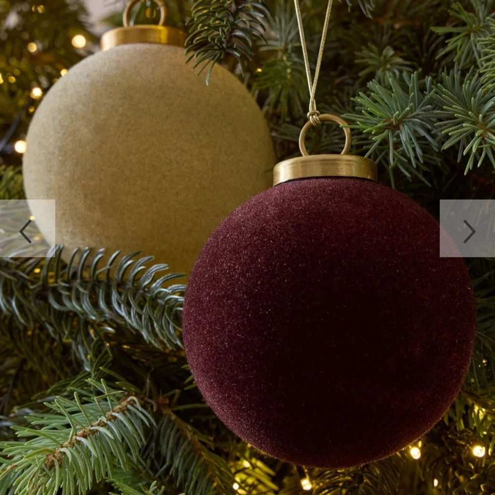 West Elm | Large Flocked Ball Ornaments (Set of 4) - Cool Tones